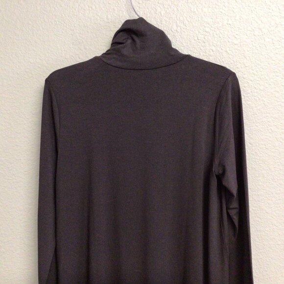 Eileen Fisher Turtleneck Scrunch Neck Tunic Top Tencel Jersey Sz Small Brown - Picture 8 of 10